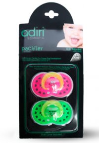 Adiri Heart Pacifiers (2 ),  1, 0-6 ., pink and green