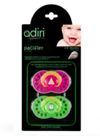  Adiri Logo Pacifiers (2 ),  2, 6-18 ., pink and green