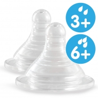 2 cоски для бутылочек с широким горлышком Ramili Baby BT100ML средний и быстрый поток (3+, 6+)
